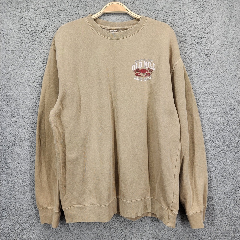 Independent Trading Company Large Old Mill Crab House Graphic Beige Sweatshirt